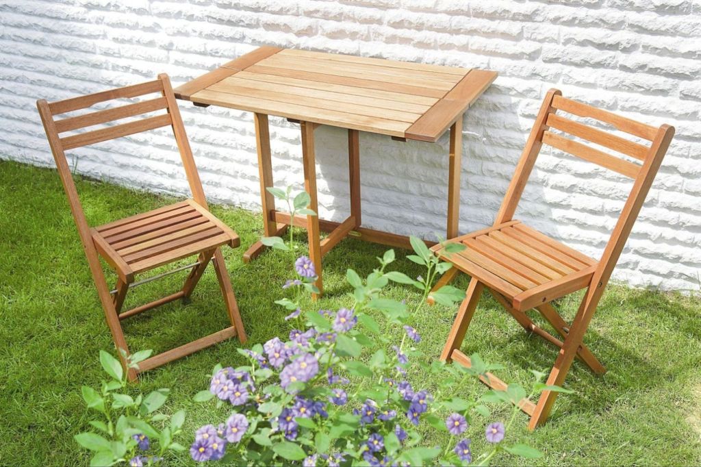 MERXXHANDELS Porto Set 3tlg 2 Stühle Klapptisch 90x60cm Eukalyptus 09223841