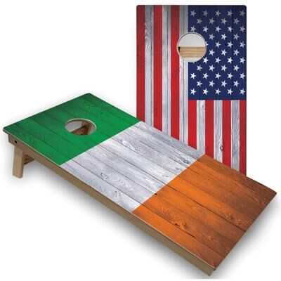 Skip's Garage Ireland & USA Flag Cornhole Board Set