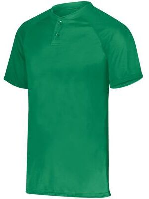 Augusta Sportswear AG1565 Athletic Attain Wicking Two-Button Baseball Jersey T-Shirt in Kelly size 3XL   Polyester 1565