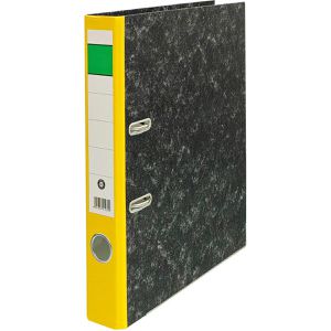 Böttcher-AG Ordner Karton, A4, 5cm, schwarz marmoriert, Rücken gelb