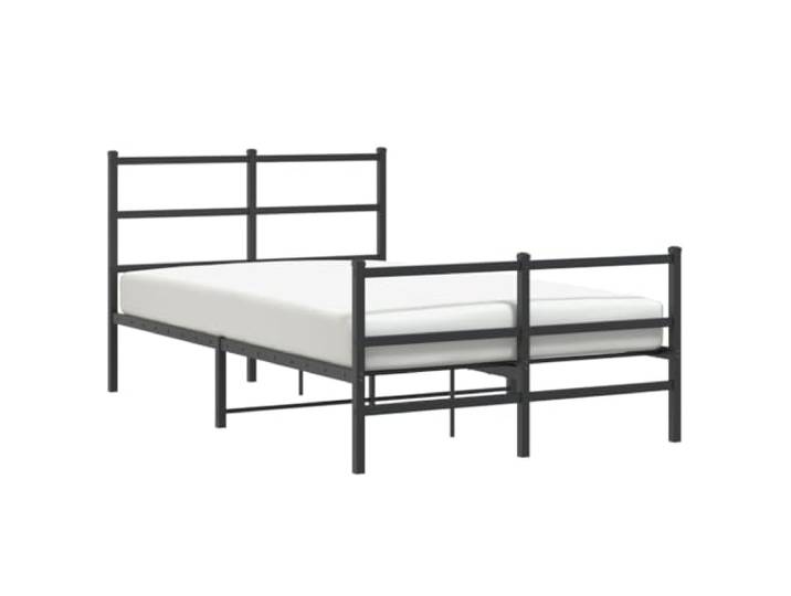 KKgypkn Metallbettgestell mit Kopf- und Fußteil, pulverbeschichtetes Stahlbett 120x190 cm, Robustes Bettgestell mit Lattenrost, schwarz