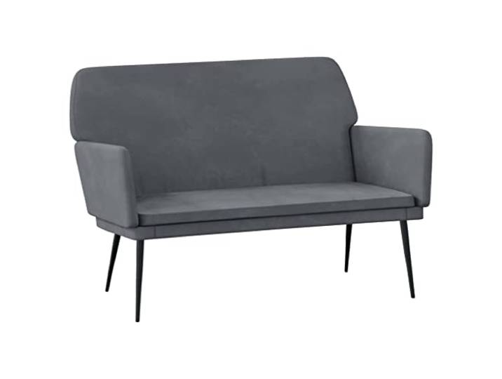 hliofuir Sitzbank Samt Dunkelgrau Polsterbank 108x79x79 cm Eleganter 2-Sitzer mit Schaumstoffpolsterung und Metallgestell für Schlafzimmer oder Flur zum Entspannen.