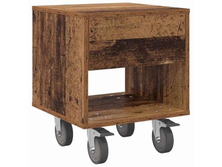 KUTYWEXFM Nachttisch Altholz 40,5x40x48 cm Beistelltisch mit Fächern Kompakter Aufbewahrungstisch aus Holzwerkstoff in Altholz-Optik für Schlafzimmer und Wohnzimmer mit geräumigen Fächern.