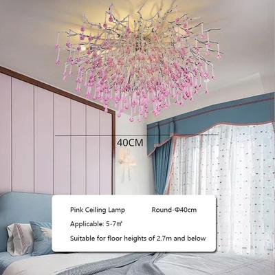 Inspired Finds Modern Crystal Branch Chandelier Pink Blue Teardrop Ceiling Light warm Light dia Pink 15.75in