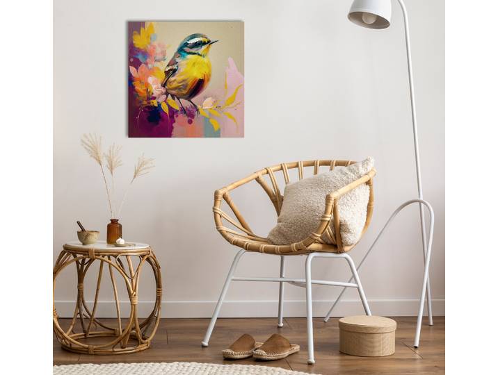Leinwandbild QUEENCE Susi , gelb (farbe bild(er): gelb), B:40cm H:40cm T:2cm, Canvas, Holzrahmen, Bilder, Leinwandbild, Premium-Leinwandstoff, Handarbeit aus Deutschland