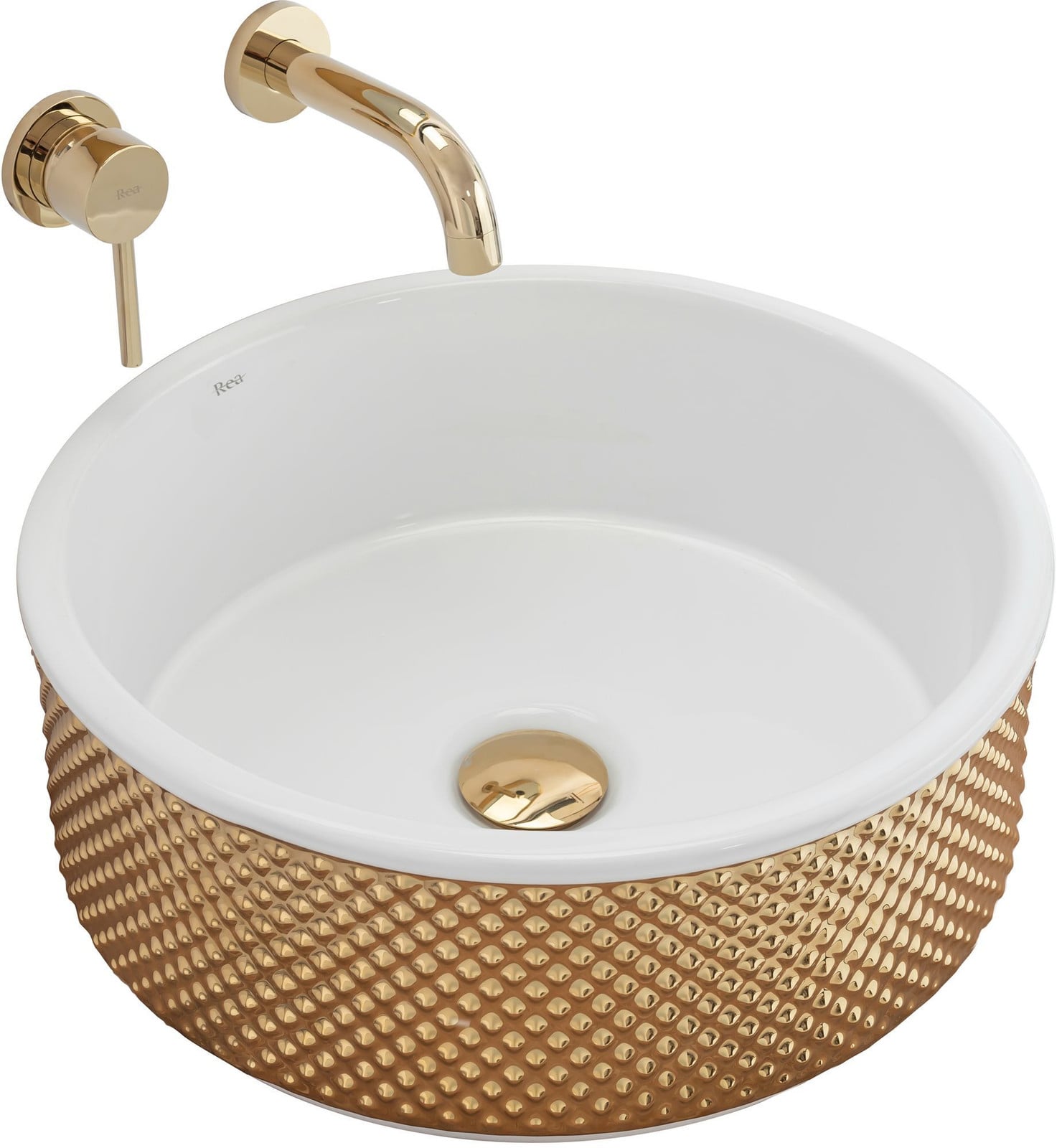 Rea Opzetwastafel Helen Gold White