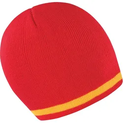 Result Unisex Strickmütze mit Streifen in Kontrastfarbe Mütze R368X red/yellow one size