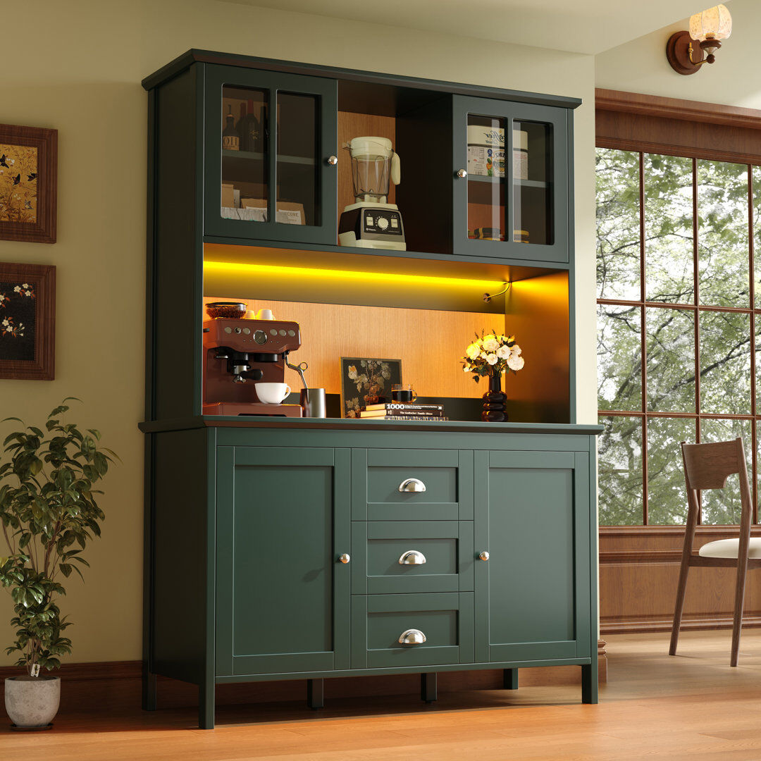 Brayden Studio 179 cm H Standard Pantry / Tall Cabinet Green 1 179cm H X 120cm W X 40cm D