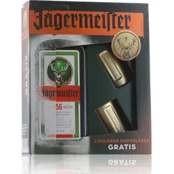 Jägermeister Kräuterlikör 35% Vol. 0,7l in Geschenkbox mit 2 goldenen Shotgläsern