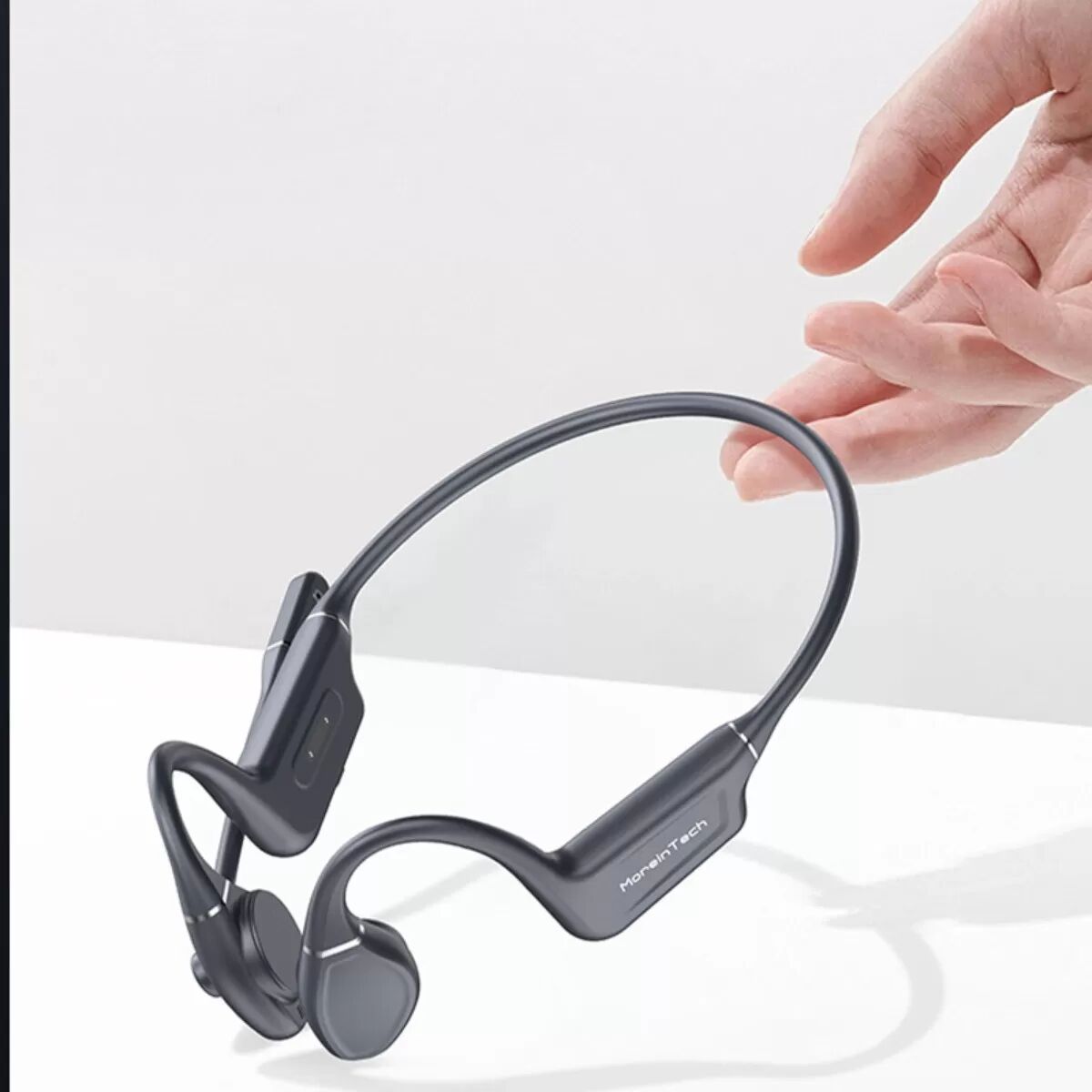 INF Faltbare Knochenleitungskopfhörer - 50% lauter, Bluetooth 5.4, integrierter MP3, Silikon & Titanlegierung, IPX5