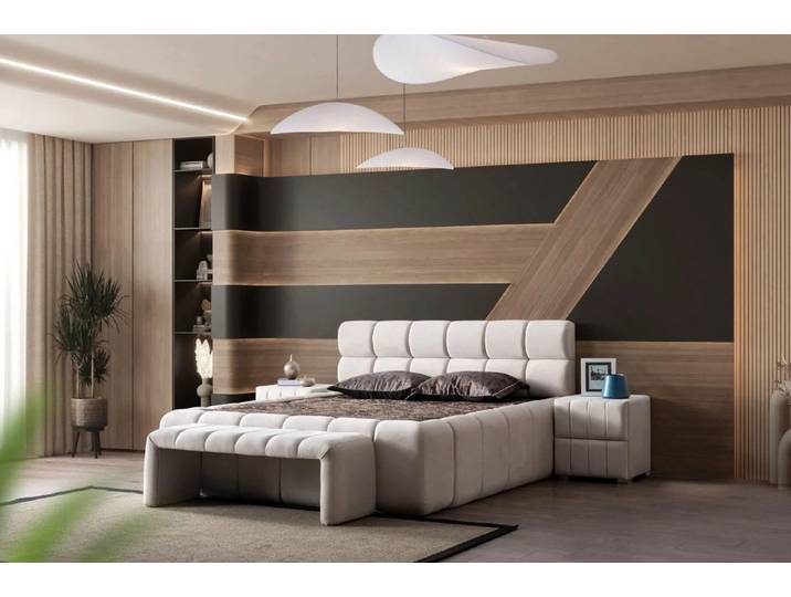 Bermo Home Bettgestell Lugano (Set, Lugano Boxspring-Bettgestell inkl. Kopfteil mit Kassettensteppung)