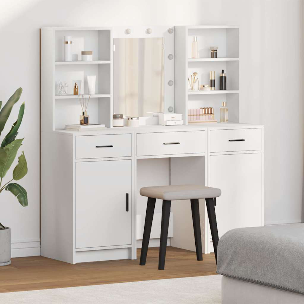 Brayden Studio Dressing Table with Mirror White 135cm H X 50cm W X 41cm D
