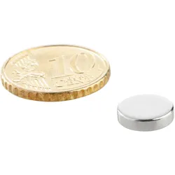 100 Scheibenmagnet, 10 mm, 2,5 mm, N35, 100 Stück, Neodym, silber