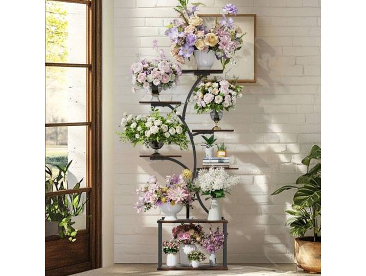 Porte-Plantes - Étagère à Fleurs à 7 Niveaux en Bois - Support pour Pot de Fleur pour Salon Balcon Terrasse - 50x26x151cm