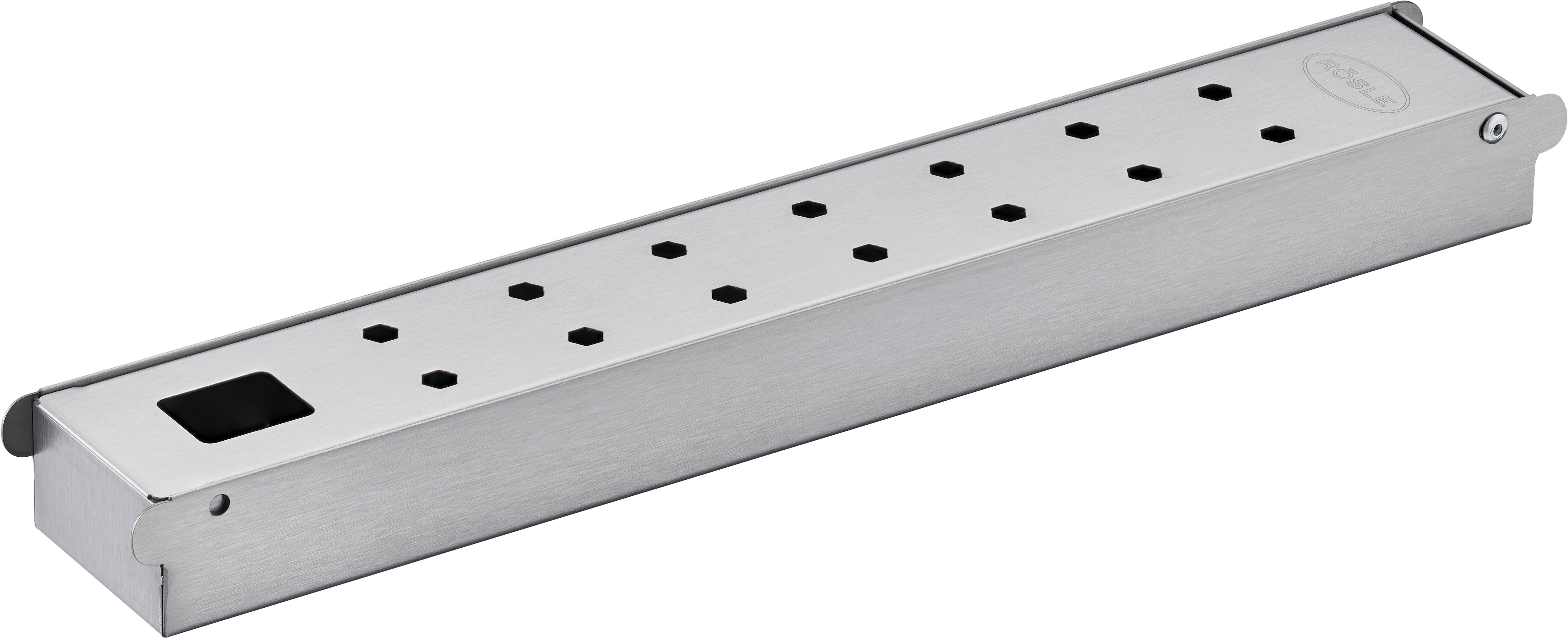 Räucherbox RÖSLE "VIDERO Edelstahl 18/10", silber (silberfarben), B:6cm H:3,7cm T:40,8cm, Edelstahl, Räucherboxen, Räucherbox silberfarben Einheitsgröße
