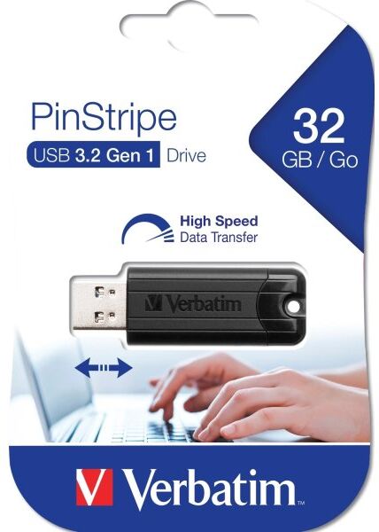 Verbatim Usb 3.2, Pinstripe, 32gb, Sort