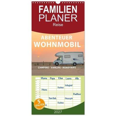 Familienplaner 2027 - Abenteuer Wohnmobil - Camping, Vanlife, Roadtrips mit 5 Spalten (Wandkalender, 21 x 45 cm) CALVENDO
