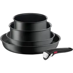 Tefal Ingenio Ultimate Pfannen-undvTopf-Set 5teilig (L7649553), Aluminium, Antihaftbeschichtung - PTFE, Pfannenset + Topfset, Schwarz