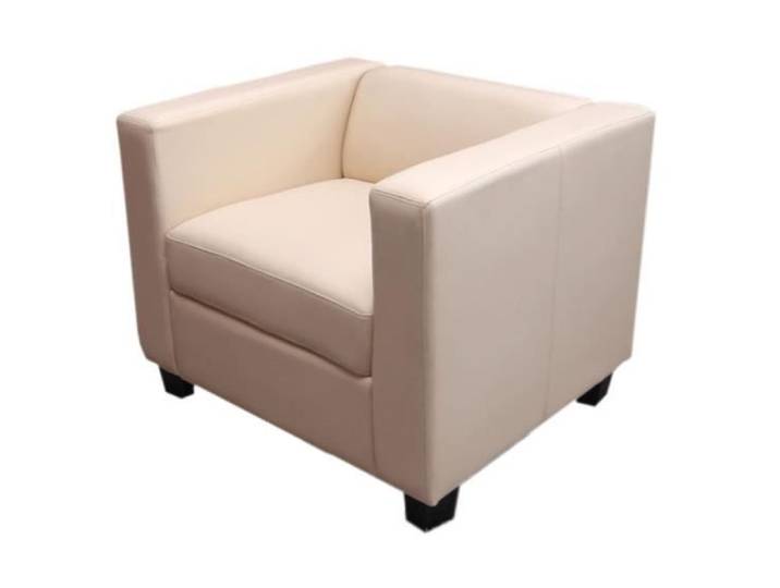 Fauteuil Lounge Lille - Simili-cuir - Crème - Design élégant et moderne