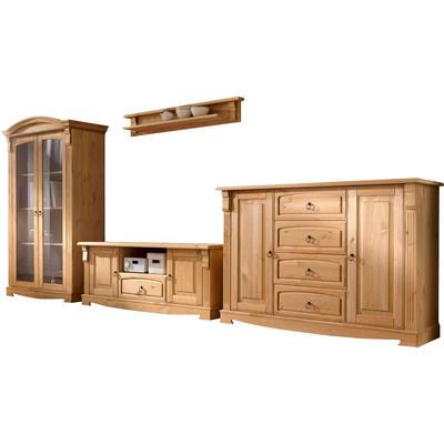 Wohnwand OTTO HOME "Anna", beige (natur), Kastenmöbel-Sets, Wohnwand, aus massiver Kiefer, FSC, im romantischen Landhausstil, Topseller