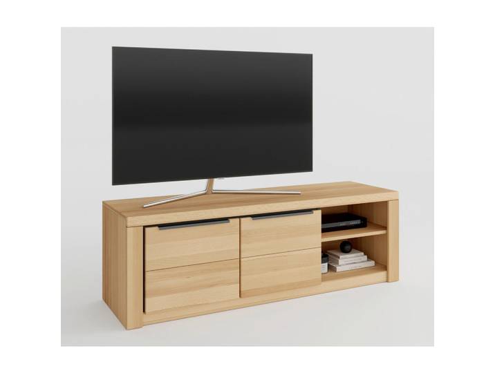 Livetastic Lowboard Brunei, Buchefarben, Kunststoff, Buche, vollmassiv, 3 Fächer, 160x51x54 cm, Holzmöbel, Wohnwände Holz, Lowboards Holz