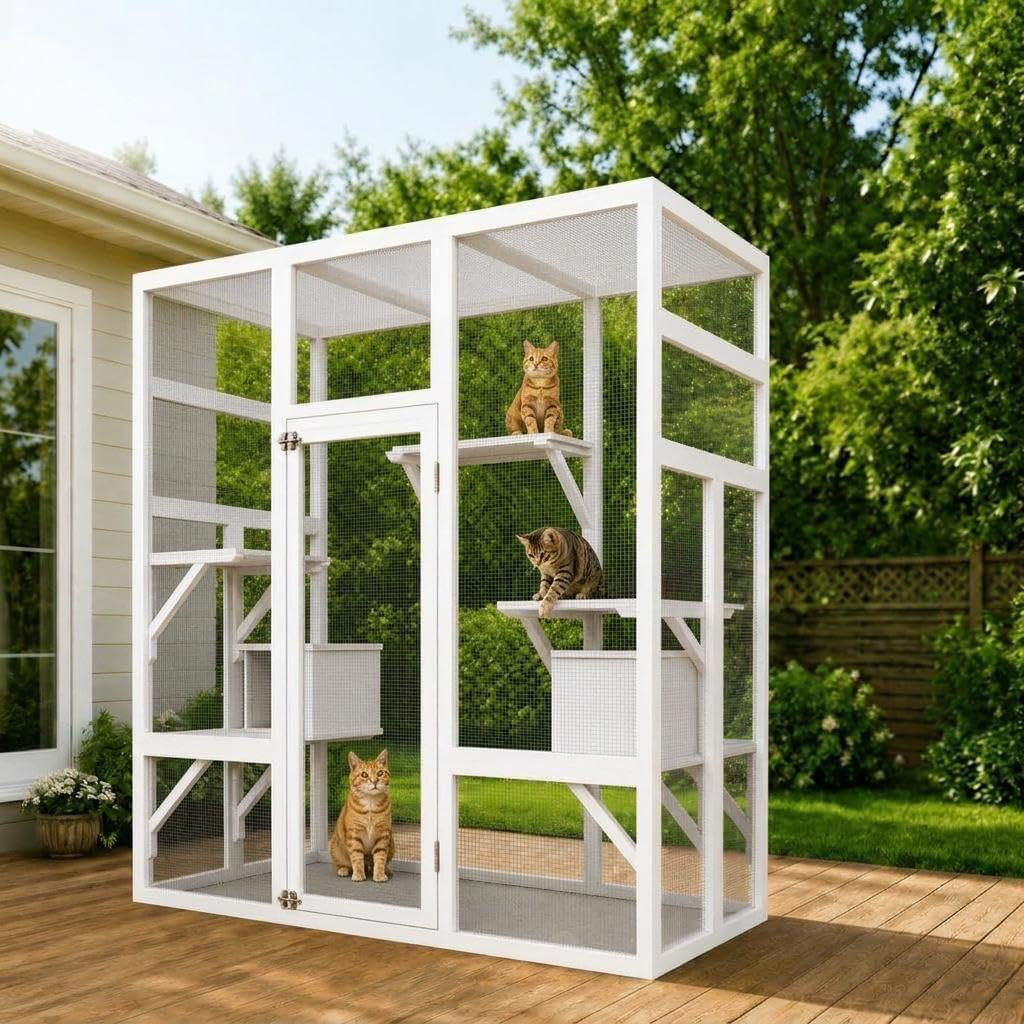Rebrilliant Cat House White 178cm H X 82cm W X 160cm L