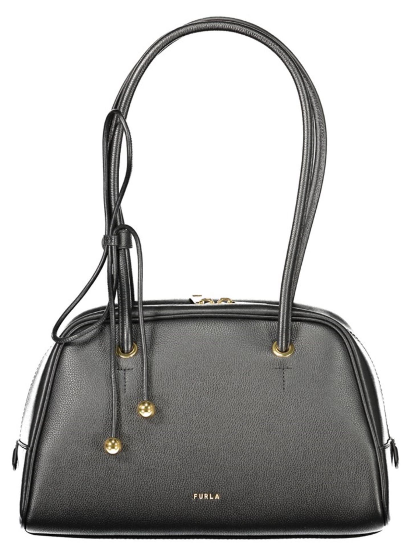 Elegante Schwarze Damentasche mit Kontrastdetails und Reißverschluss