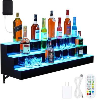 Garvee 40-Inch Acrylic LED Wine Display Rack (Remote/App Control)