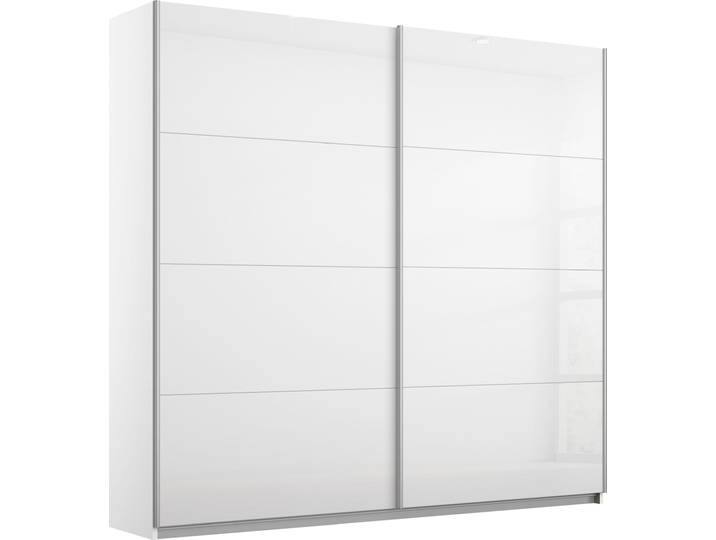 Schwebetürenschrank, Weiß Hochglanz, 181x210x62 cm, Holzwerkstoff, Optional Mit Spiegel, Modern, Rauch