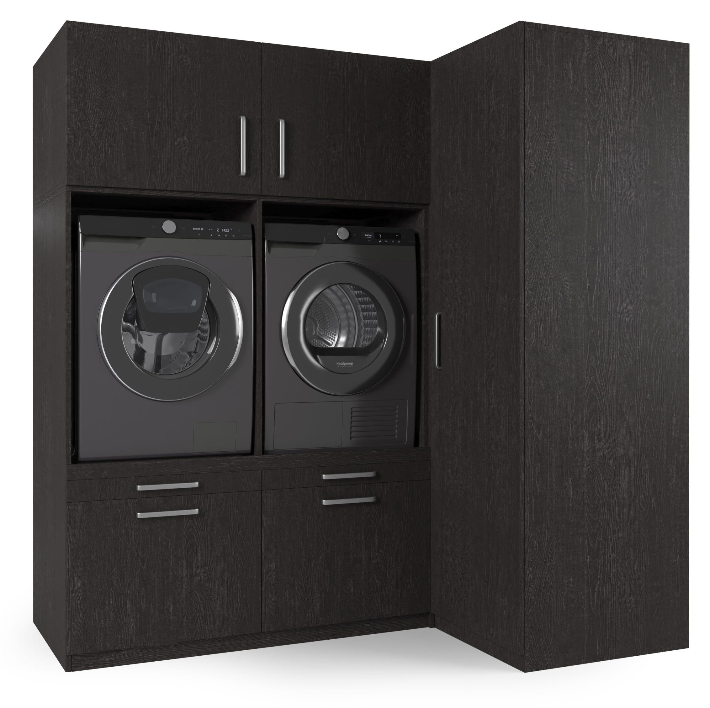 Wasophoogte Waschmaschinen schrank Bern - waschmaschinen untergestell - waschmaschinen podest - 700(T)*2030(B)*2110(H) mm - Schwarz