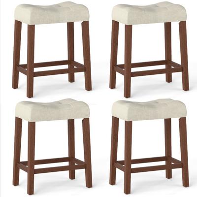 Costway Set of 4 Upholstered Counter Height Bar Stool with Curved Saddle-Seat-Brown