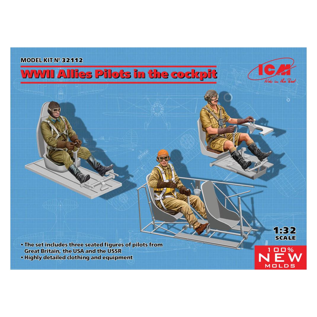 ICM WWII Allies Pilots in the cockpit (British,Amarican,Soviet)(100%new molds) (32112)