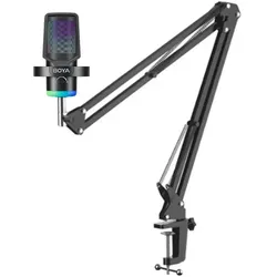 Boya Mikrofon - CastMic G40B (USB, LED, fekete) + Boom Arm állvány, Mikrofon