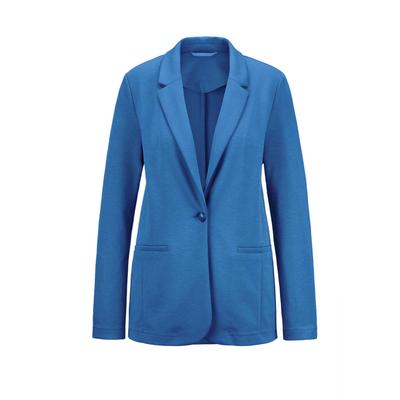 Jackenblazer GOLDNER "Damenblazer mit Reverskragen und Paspeltaschen", Damen, Gr. 54, blau, Obermaterial: 48% Polyamid PA. 40% Viskose CV. 12% Elasthan EL., Gerade, Blazer, mit formgebenden Teilungsnähte