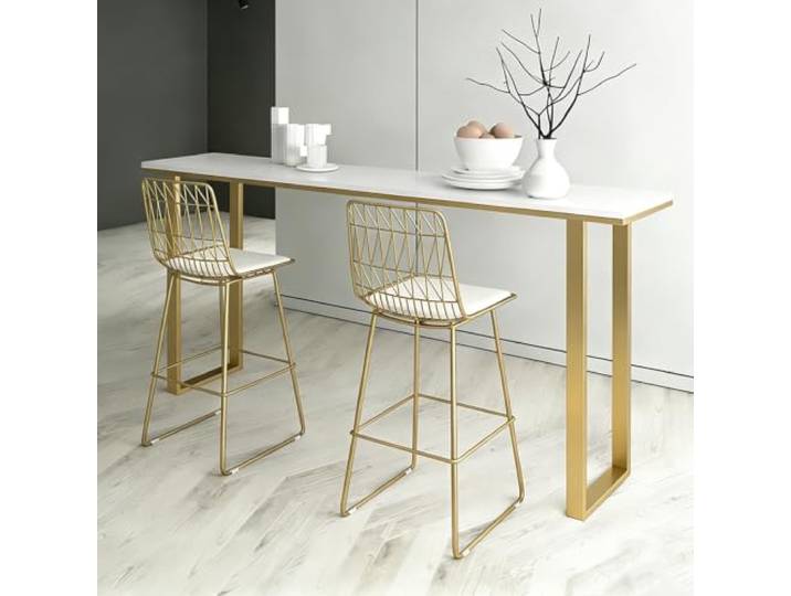 Bar‑Tisch, Moderner Stehtisch Mit Sinterstein‑Tischplatte & Metallbeinen Hohe Standfestigkeit in Theken‑Höhe, ideal für Küche, Hausbar, Fensterbereich und Wohnzimmer