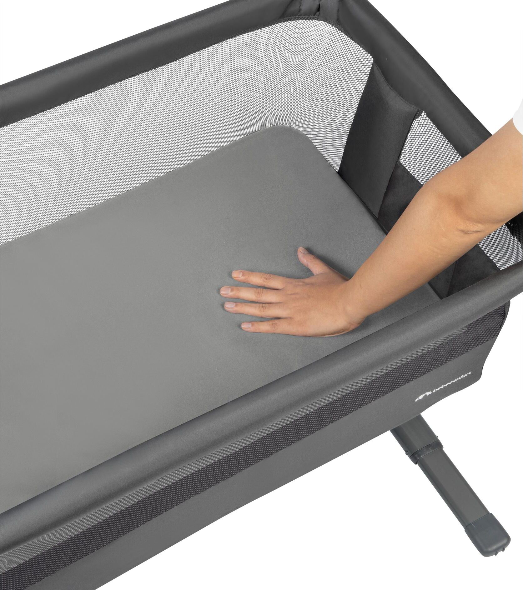 Beistellbett "Zina", Baby, Gr. B/H/L: 68cm x 81cm, kein Härtegrad, grau (dunkelgrau), Kunststoff, Metall, Stahl, Babybetten Beistellbett dunkelgrau B/H/L: 68cm x 81cm, kein Härtegrad