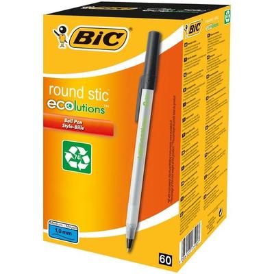 BIC Kugelschreiber ECOlutions Round Stic 0.4mm schwarz, 60er Set