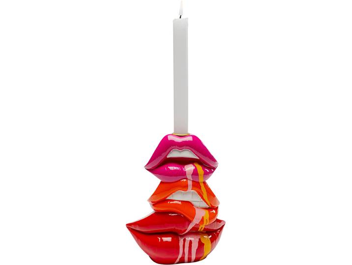 Kerzenständer KARE DESIGN Kerzenständer Lips 17cm , bunt (mehrfarbig), B:16,5cm H:20,5cm T:7cm, Kerzenhalter, Kerzenständer