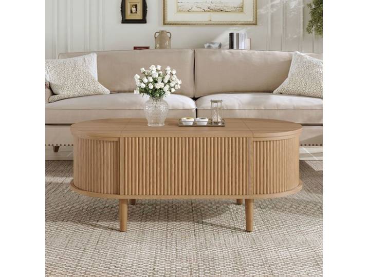Table basse pieds bois massif table basse salon plateau relevable rangement intégré