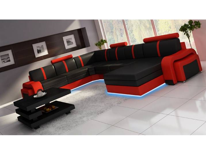 JVmoebel Wohnlandschaft Ledersofa mit USB-Anschlüssen und elegantem Design, Made in Europa