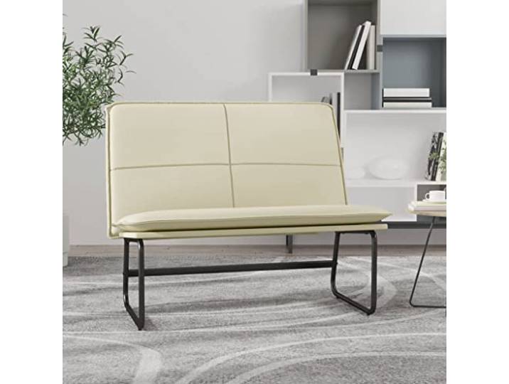 TEKGHUT Sitzbank Creme 100x75x76 cm Kunstleder mit Metallgestell Schmutzabweisend, rutschfeste Beine, pflegeleicht, stabiles Metallgestell, Montageanleitung enthalten