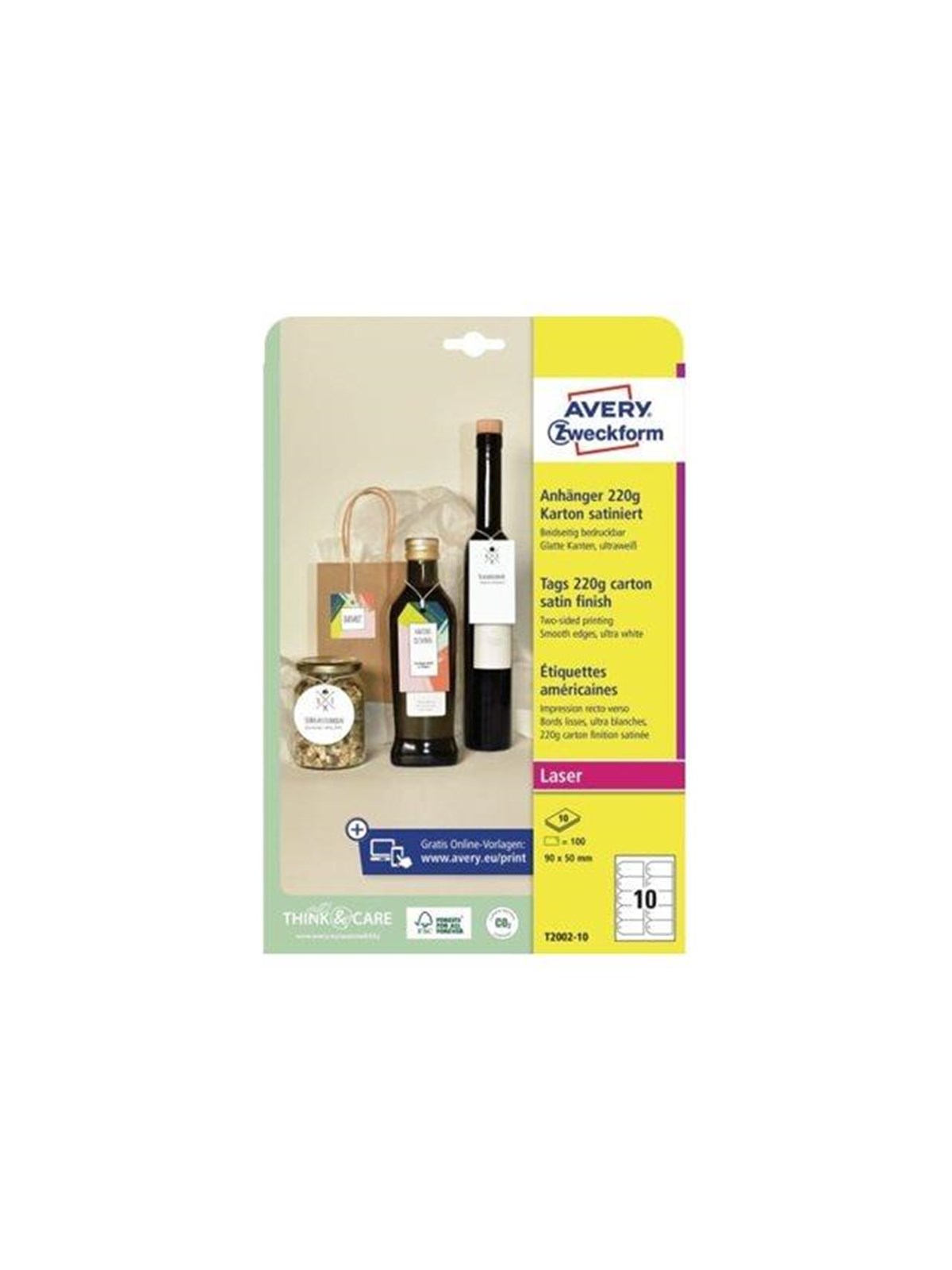 Avery Zweckform - tags - satin - 100 label(s) - 90 x 50 mm - 220 g/m²