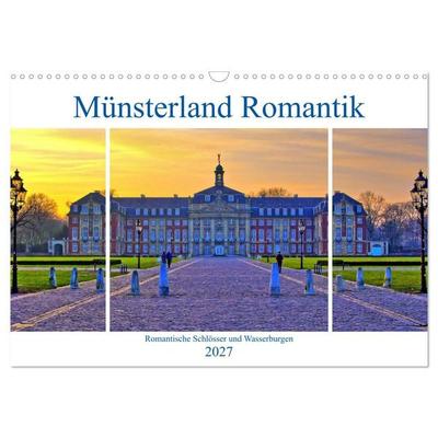 Münsterland Romantik - Romantische Schlösser und Wasserburgen (Wandkalender 2027 DIN A3 quer), CALVENDO Monatskalender