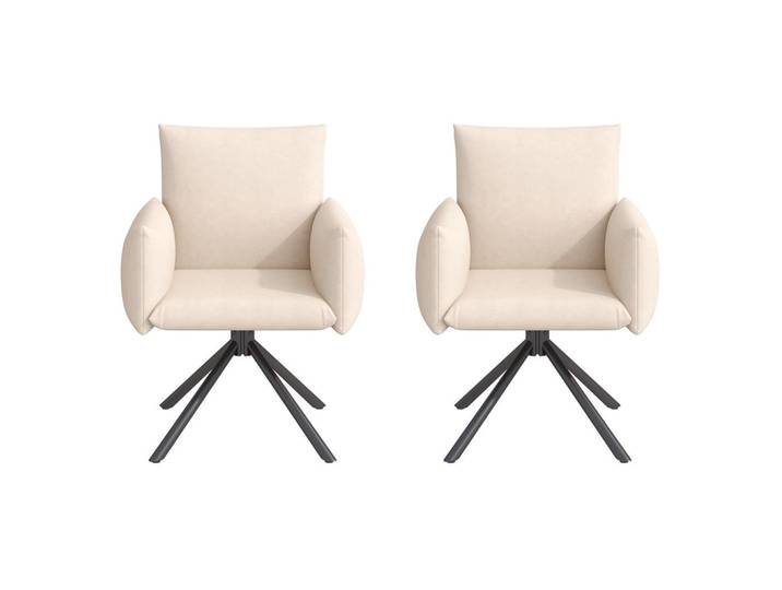 Flieks Esszimmerstuhl 2er Set Drehstuhl Samt Beige Lordosenstütze, 60x86x64 cm, Esszimmer, Stühle, Armlehnstühle