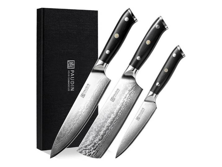 LuxusKollektion Messer-Set 3-tlg Damastmesser Set 67 Schichten VG10 Stahl G10 Griff