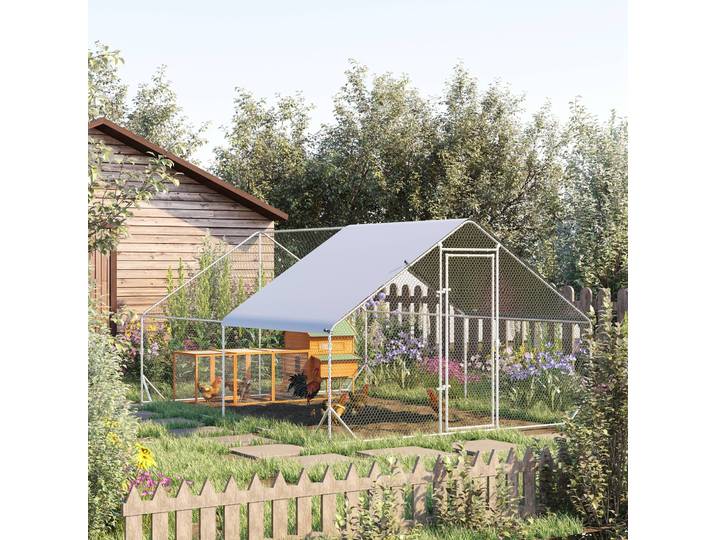 PawHut Enclos Extérieur 12m² Acier Galvanisé