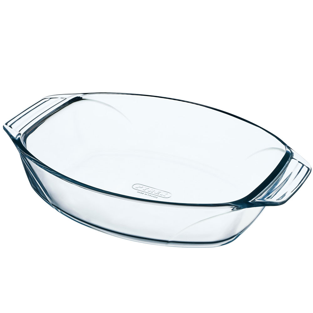 Pyrex ovale ovenschotel van glas, transparant