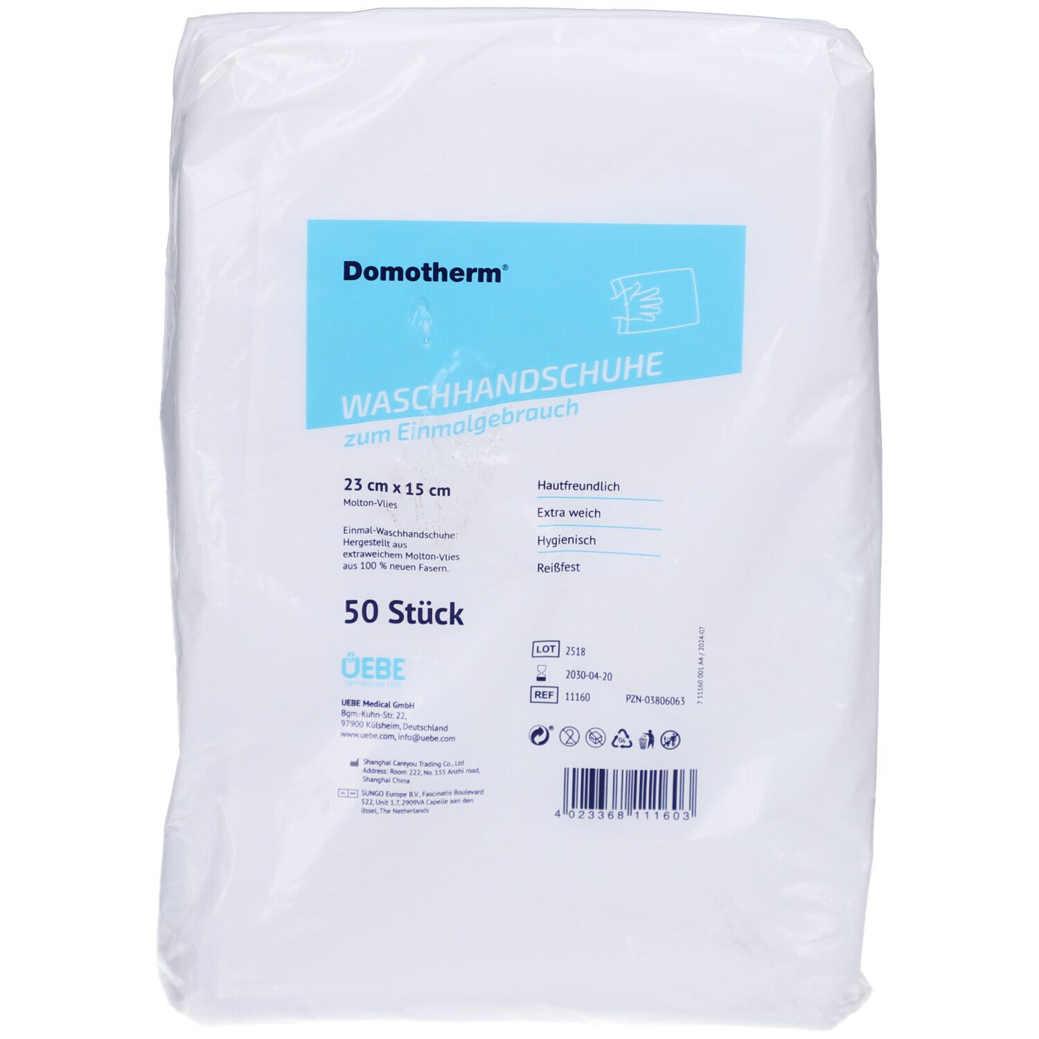 Domotherm Einmal Waschhandschuhe 15x23 cm weiß 50 St Handschuhe