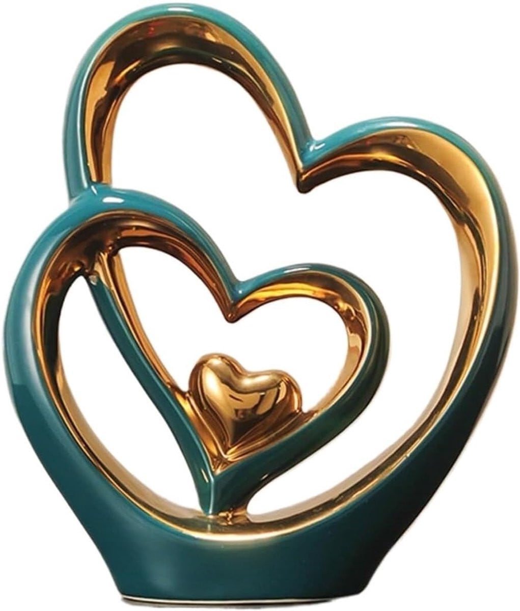 Keramisch Hart Sculptuur Decoratief Beeldje Groen