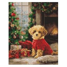 Ideyka Diamantmosaik - Pudel am Weihnachtsbaum 40x50cm (66128889)